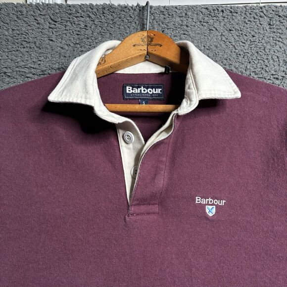 Men's Barbour Howtown Long Sleeve Rugby Shirt Size Small Merlot